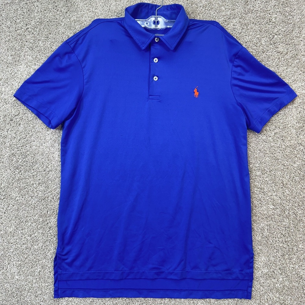 Ralph Lauren Polo Shirt Mens Medium RL Performance Blue Short Sleeve EUC